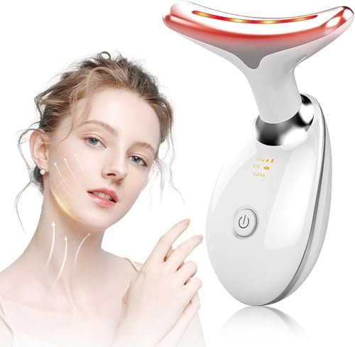 NVKHG Masajeador Facial, 3 Modos Radiofrecuencia Facial, 7 Colores luz LED EMS Masajeador Facial Reafirmante, Calentable 45°C Guasha Instrumento Facial, Lifting y Reafirmante piel Antiarrugas, Negro