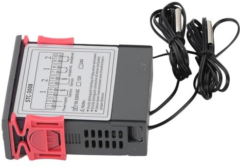 NIZUUONE Contrôleur de Thermostat Numérique avec Double écran et Doubles Sondes pour la Mesure et Le Contrôle Précis de la Température dans Plusieurs Réfrigérateurs à Effet de Serre (110-220V)