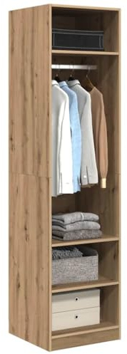 vidaXL Wardrobe with Shelf with Storage Artisan oak Engineered wood, Modern Wardrobe, Spacious Storage, Sleek Shelving, Apartment Clothing Organizer, Functional Furniture for Bedroom
