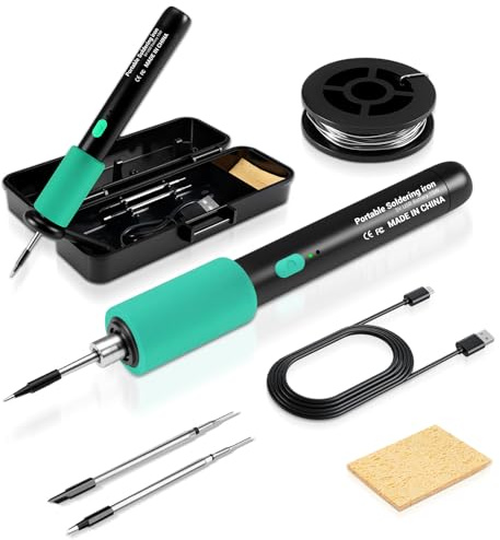 Ghekkli Tragbarer Kabelloser Lötkolben – 15 W, USB-C Aufladbar – 3 Einstellbare Temperaturstufen – Schnelle Aufheizzeit von 8 Sekunden – Ideal für Elektronikreparaturen, Löten und Heimwerkerarbeiten