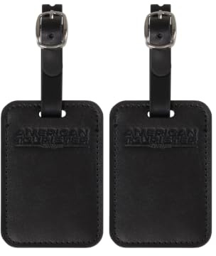 American Tourister Gepäckanhänger - Kofferanhänger für Koffer und Taschen, mit verstellbarem Riemen, inklusive Adresskarte, Set aus 2 Stück, Schwarz (Black)