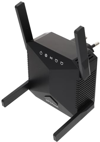 CLISPEED Ripetitore Wifi 300mbps 2, 4ghz 4 Antenne, Nero Abs | 802.11n, 220-240v, Design Fori Laterali, Funzioni di Dissipazione Calore e Memoria