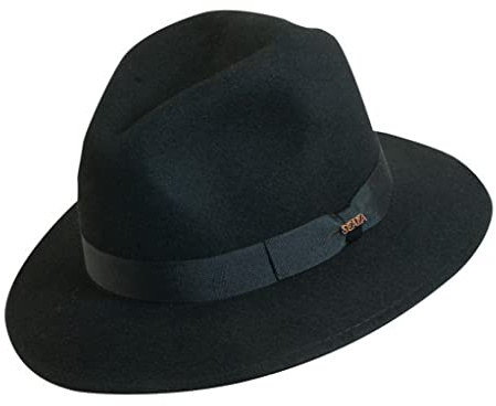 Scala Classico Men's Crushable Felt Safari Hat, Black,Medium