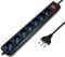 Atlantis P011-SL3007-B Striscia Multipresa, 7 Prese Italiano/Europa/Schuko Bipasso da 10A/16A Presa 16A, 2500 W, Nero