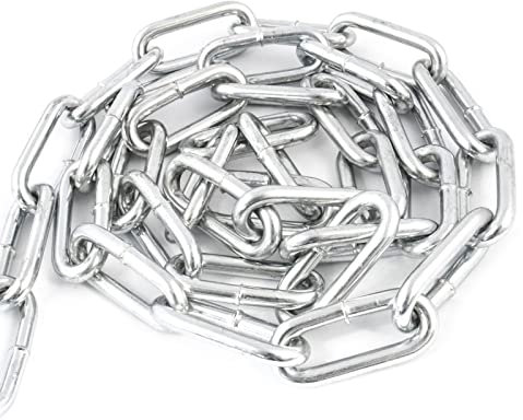 DQ-PP Stahlkette Stahl C15 – 5mm – 1m – Langgliedrig C2 – Verzinkt – DIN 5685 – Absperrkette – Metall – Rundstahlkette – Eisenketten – Absperrketten – Zurrketten