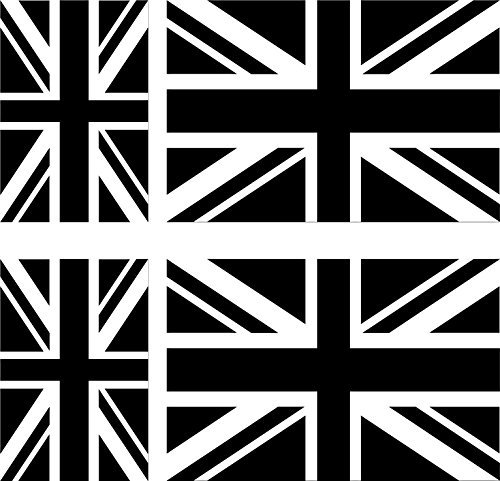 6 x Aufkleber Vinyl Sticker Auto Moto Koffer Laptop Flagge Union Jack Black & White