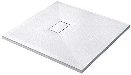 Mai & Mai receveur de douche 90x90 bac à douche blanc en résine marbre artificielle 90x90x4cm Géo6