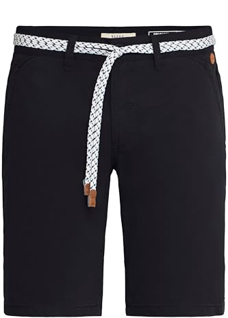 Blend BHRagna Herren Chino Shorts Bermuda Kurze Hose mit Kordel-Gürtel Gesäßtasche Eingrifftaschen 100% Baumwolle Regular fit, Größe:L, Farbe:Black (70155)