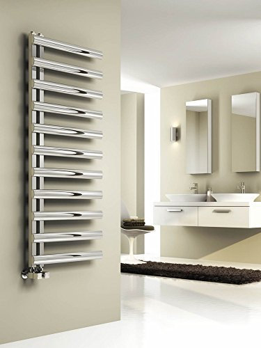 Reina Cavo Polished Stainless Steel Designer Heated Towel Rail 1230mm H x 500mm W Central Heating