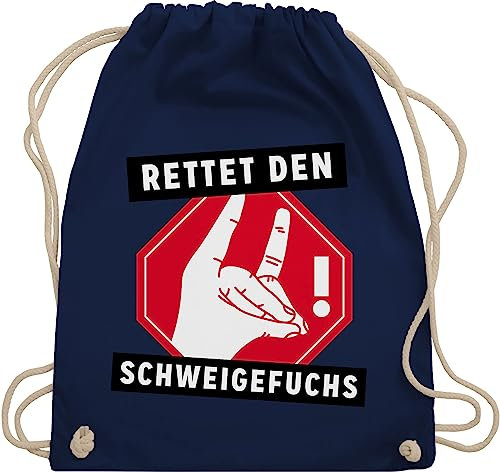 Turnbeutel Rucksack - Lehrer - Taschen - Rettet den Schweigefuchs - Unisize - Navy Blau - jutebeutel schule tasche teacher fuchs beutel geschenk für referendariat lehrerinnen stoffrucksack