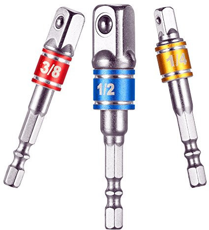 Adaptador de alimentación Juego de brocas de extensión de 1/4 pulg. Vástago hexagonal para conducir 1/4 3/8 1/2 para taladro CR-V Tuerca de cambio rápido Broca de conexión del zócalo Adaptadores