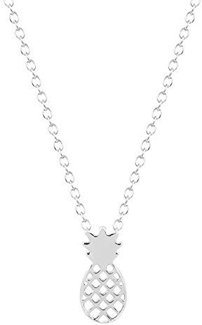 Halskette Tropical Ananas Schmuck 18karat vergoldet als minimalistisches Schmuckstück für den Sommer (Silber)