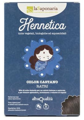 La Saponaria | Tinte vegetal de henna. Coloración ecológica,duradera y sin químicos, Tinte natural a base de plantas, 100 g (Marrón oscuro, 100g)