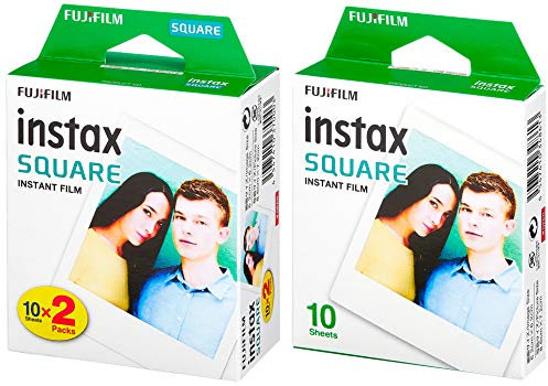 FUJIFILM Color Instax Square Instant Film WW (10 x 2 pièces) -L'emballage Peut Varier & Film Instax Square (10v)