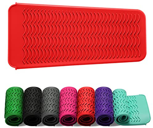ZAXOP Resistant Silicone Mat Pouch for Flat Iron, Curling Iron,Hot Hair Tools.(Red)