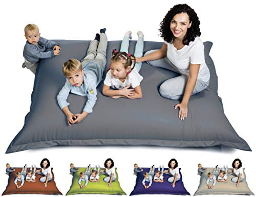 sunnypillow XXL Sitzsack, Sitzkissen aus Kunstleder Outdoor & Indoor 180 x 145 cm mit 380L Styropor Füllung Sessel für Kinder & Erwachsene Sofa Beanbag viele Farben und Größen zur Auswahl Grau