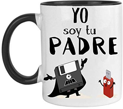 FUNNY CUP Taza Dia del Padre. Yo Soy tu Padre. Regalo Divertido para su día. Frikis papás. (Negro)