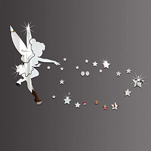 LHKJ Spiegel Wandaufkleber,3D Acryl Wandtattoo Wandsticker Spiegel für Home Dekoration(Silber)