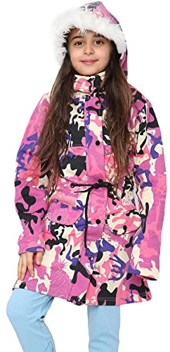 A2Z 4 Kids Parka Jacket - Fleece Padded Jacket Baby Pink 11-12
