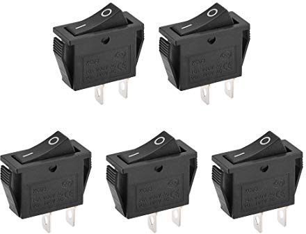 uxcell 5 Stück SPST 2-Positionen Ein-/Aus-2-poliger Boots-Wippschalter Kippschalter AC 250 V/15 A, 125 V/20 A, für Boot, 32 x 14 mm, zum Einrasten