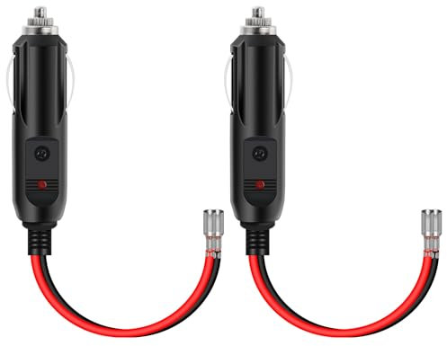 Nilight 10028W 2 Stück Zigarettenanzünder-Stecker mit Leitungen, 10 Amp Sicherung mit LED-Licht, Auto-Ersatz-Zigarren-Stecker, Verlängerungskabel