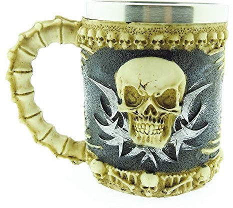 Chope démon crâne Squelette 3D bière Acier INOX résine Gothique idée Anniversaire noël fête Bar Boisson