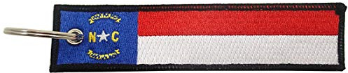 North Carolina Flag Key Chain, 100% Embroidered, Red, Universal