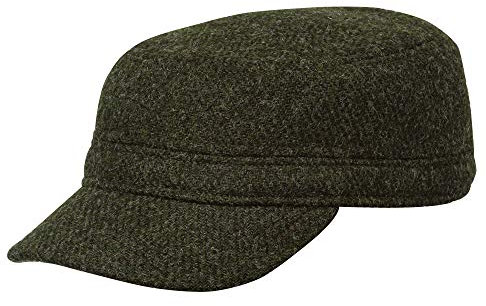 Sterkowski Modell Big Pike | Harris Tweed Schiebermütze für Herren | Schirm Trucker Cap Winter Tactical Army Bundeswehr 56 cm Khaki