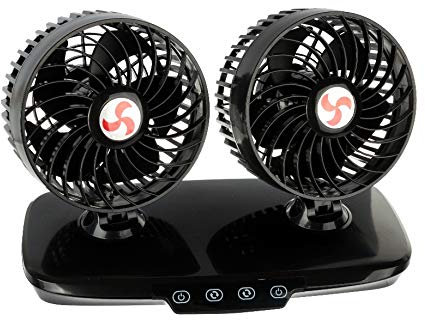 Wehmann Doppelventilator Ventilator Dual für LKW 24V 24 Volt mit Touchsensor Luxus 360° verstellbar mit 3-fach Geschwindigkeitsverstellung und Leuchtanzeige
