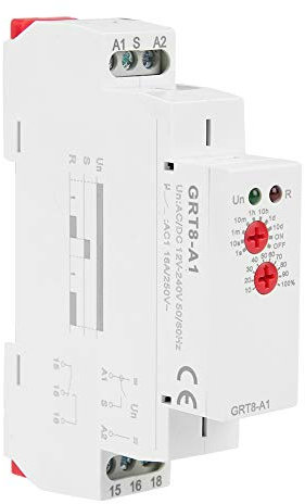 BigKing Relé, GRT8-A1 Mini Relé de Tiempo de Retardo de Encendido, Tipo de Carril DIN, AC/DC 12V ~ 240V