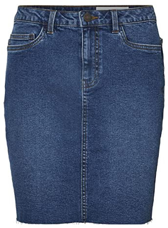 Noisy may Damen Figurbetonter Jeans-Minirock mit hohem Bund aus Denim in Mittelblau