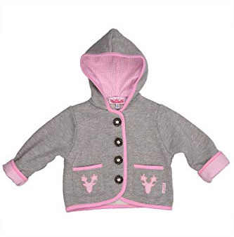 P. Eisenherz Trachten Baby Jacke - GEWEIH MADL - grau/rosa