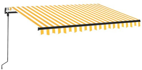 vidaXL Gelenkarmmarkise Automatisch Markise Balkonmarkise Sonnenmarkise Sonnenschutz Sichtschutz Terrasse Garten Balkon 350x250cm Gelb Weiß