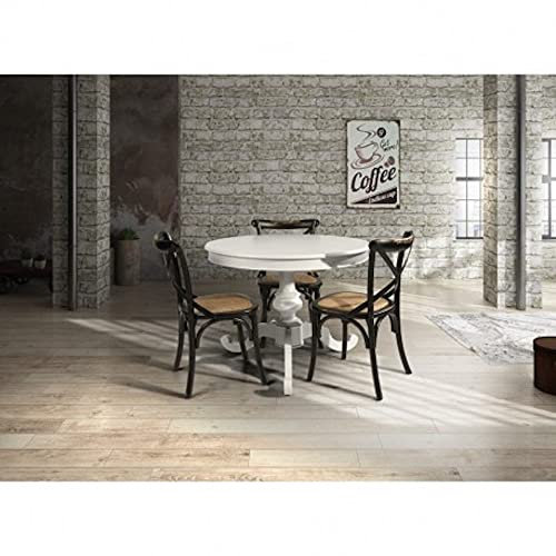 Mar.c.a. Design, Mesa Redonda Extensible, Mesa Redonda Comedor de Madera, Color Blanco - Mesa Cocina Extensible 100x120 cm + Extensión - Mesa Salon y Cocina de Estilo Clásico - Made in Italy