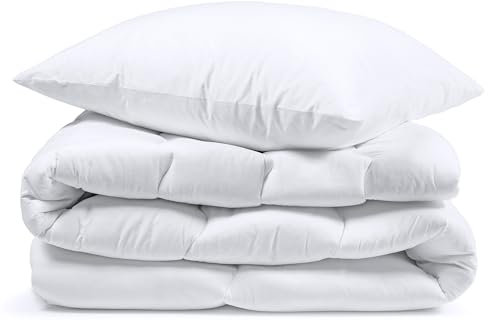 Ganzjahresdecke Bettdecke Set: 1 Stück 135x200 + 1 Stück 80x80 cm - Bettdecken Duvet Bett Decke Steppdecke Schlafdecke Steppbettdecke Quilt mit Füllung aus Microfaser weiß Oeko-Tex-Zertifikat