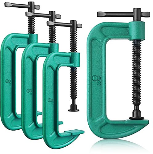 4 Pcs C Clamp Set 8 Inch Heavy Duty G-Clamps Automotive and Wood Working Clamps with Jaw Opening Sliding for DIY Carpentry Woodworking Welding and Building(8 Inch, Green)