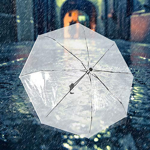 Klarer Kompakter Regenschirm, Tragbarer Dreifach Gefalteter Regenschirm, Automatischer Regenschirm mit Einem zum Öffnen und Schließen, Regenfester Regenschirm, Reiseschirm für