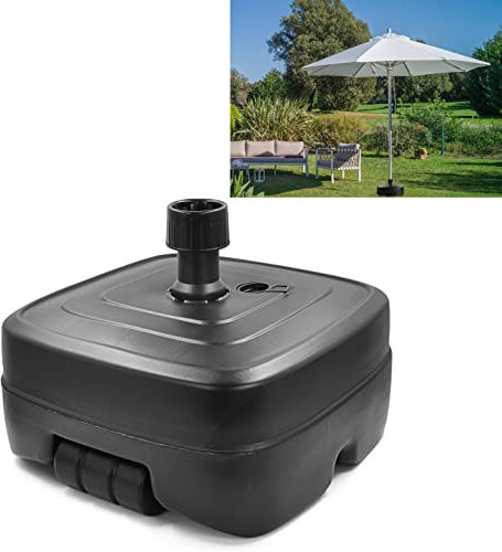 Stephans Möbelbörse Schirmständer auf Rollen schwarz 45 L Sonnenschirm Ständer Sonnenschirm Halter - Für Sonnenschirme bis 300cm - Mit Sand oder Wasser befüllbar - Für optimale Stabilität