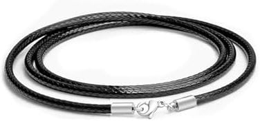 Findout 3mm black Waterproof Braided Leather Necklace Wax Rope Chain With 925 Sterling Silver Lobster Clasp Unisex Hyponic Rope Chain Necklace For Men Women Girl Boy 14-36inch (30)