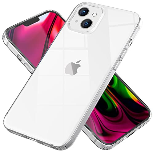NALIA Klares Kratzfestes Case kompatibel mit iPhone 14 Plus Hülle, Transparent Anti-Gelb Durchsichtig Stoßfest Harte Rückseite & Silikon Rahmen, Hard Backcover Hybrid Handyhülle Schutzhülle Cover