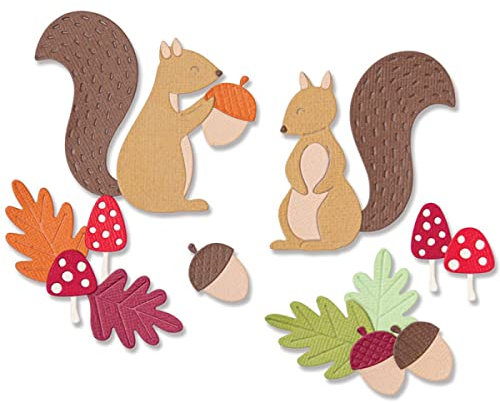 Ernte Eichhörnchen Stanzformen für Kartenherstellung DIY Scrapbooking Pilze Blätter und Eicheln Metall Stanzformen für Papier Basteln Handarbeit Scrapbooking Supplies Tiere Metall Stanzschablone