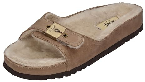 Scholl Damenschuhe Pantoletten MEG FUR - Taupe, Größe:39 EU