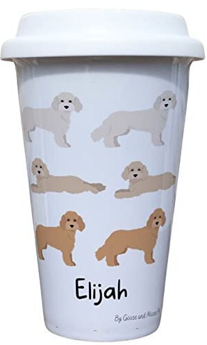 Cockapoo Travel Mug Personalised - Gift for Dog Owners & Lover - Personalised Dog Thermal Ceramic Insulated Travel Mug