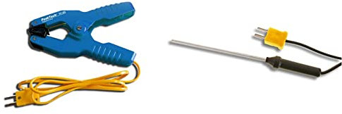 PeakTech praktischer Temperaturfühler Typ K als Klemmzange/Klammer für Rohre, 1 Stück, TF-25 & Typ K Stabtemperaturfühler -50 °C bis 300 °C/in 75 mm Stab-Bauform mit Kabellänge, 1 Stück, TF-55