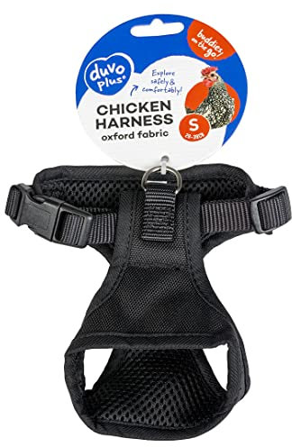 duvoplus, Geschirr für Hühner S – 24 x 16 x 28 – 38 cm, Schwarz, Vögel, Schwarz, Huhn