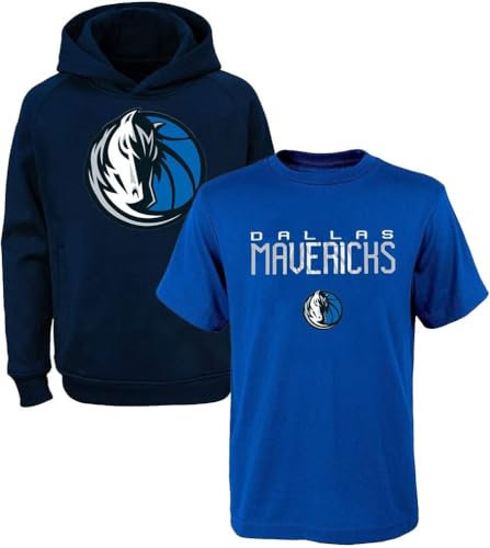 NBA Kinder Jugend 8–20 Team Color Polyester Performance Primary Logo Pullover Hoodie Sweatshirt und T-Shirt 2er-Pack Combo Set, Dallas Mavericks, 8
