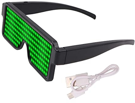 Namvo LED Glasses USB Charging Glasses Rechargeable with LED Display for Nightclub Christmas, Birthday Party Supplies (Green)