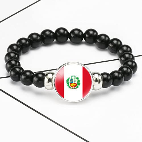 LODMLOER Flaggen-Stil Peru Handgemachtes Armband Reise-Souvenir-Geschenk Mode-Armband, Stretch-Muster, Zeitstein-Armband, Sportveranstaltungen und Nationale Feiern