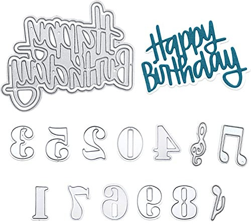 12 Stück Metall-Stanzschablonen Happy Birthday für Briefe, Scrapbooking, Kartenherstellung, Scrapbooking usw