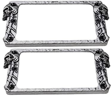Guyker Flache Humbucker-Abdeckung, Tonabnehmer-Montagering-Set aus Metall, Steghals, Tonabnehmerrahmen, Ersatzteil für E-Gitarre oder Präzisions-Bass (2 Stück, PR007 Antiksilber)